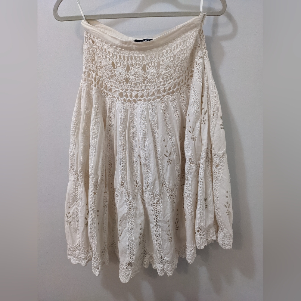 French Connection Ivory Lace Midi Skirt